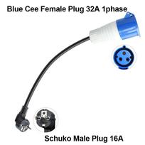 16A Schuko to 32A CEE Industrial Plug UK Charging Adapter Cable 16A Schuko - Blue CEE 32A 3P