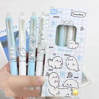 Erasable Gel Pens 4PCS Set 0.5mm Blue Black Ink Kawaii Quick Dry Smooth for Note Taking Study Kids Office School A5