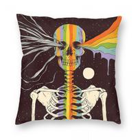 Skull Skeleton Existence Surrealism Square Pillowcase Polyester Linen Velvet Printed Zip Decorative Bed Cushion Cover 30x30cm