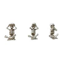 Set of 3 Resin Skeleton Figurines Sitting Cross Legged with Pumpkin Heads Halloween Decoration Figurines for Seasonal Display One Size