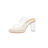 Krazing Pot PVC Mules Peep Toe Flip Flops Platform Crystal High Heels Summer Jelly Shoes Size 42 Women Luxury Sandals 34