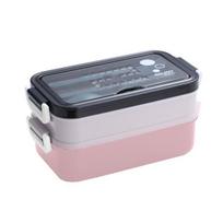 1050 ml „Bento Box Lunch Box“ dviejų sluoksnių, nepralaidi maistui, atspari karščiui su stalo reikmenimis „Bento Box“ namų reikmenimis A mėlyna