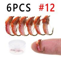 6PCS #12 #14 Classic Nymph Scud Fly Bug Worm for Trout Fishing Flies Nymphs Insect Bait Lure Brown Color 6 pcs 12# raudona
