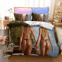 Bikini Gražios Seksualios Merginos Patalynės Komplektas Karališko Karalienės Dvigulio Dydžio Užvalkalas Ant Antklodės Su Pagalvės Užvalkalais Poliesterio Patalynė Paaugliams Suaugusiems EU single(135x200cm)