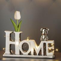 Keraminis raidžių ženklas su šviesomis namų lentynai White Argent HOME