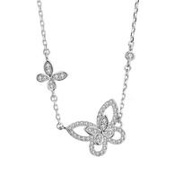 999 prabos sidabro moteriškas drugelio karoliai - lengvo prabangos raktikaulio grandinėlė, nišinis dizainas. Pure Silver white