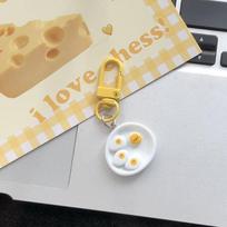 Mielas animacinis filmas, keptas kiaušinis, bananų duona, raktų pakabukas Kūrybiškas pusryčių maistas raktų pakabukas kuprinės papuošimas krepšeliai pakabukas