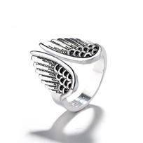 Adjustable Open Ring With Angel Wing Motif Vintage Punk Jewelry Women Men Plated Geometric Statement Adjustable Open Band