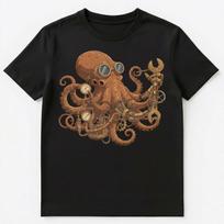 Steampunk Enthusiast Mechanical Octopus Art Unisex T-shirt Tops Tees Unisex L