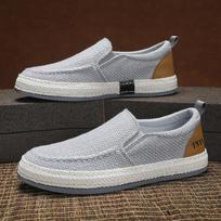 Vyriški Espadrilės Mokasinai Įslystami Kvėpuojantys Lino Atsipalaidavę Batai Lengvi Patogūs Žvejo Batai Retro Plokščiapadžiai Batai 39 gray