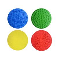 Sensory Texture Pads Set of 4 Round Silicone Mats with Various Raised Patterns for Tactile Exploration and Sensory Integration Activities One Size