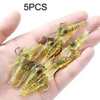 Minkštas imitacinis kabliukas krevetės krevetės masalas kabliukas jaukas žūklės masalai dirbtinis masalas šviečiančios krevetės 5pcs yellow beige