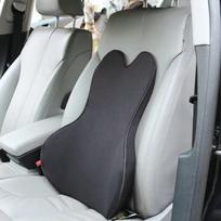 Car Memory Foam Seat Protector Cushion with Belt Auto Cotton Mesh Lumbar Support Pillow for Driving Soft Back Pain Office S size black