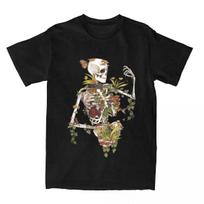 Crazy Bones And Botany T-Shirts Men Women's Pure  Plants Skeleton Skull Art Tees Shirt Printed Clothes S juoda