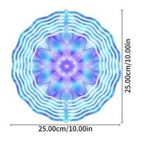 2D Dream Mandala Flower Pattern Wind Changer - Metal Kinetic Garden Decoration, Colorful Rotating Metal Hanging Ornament, Outdoor Wind Chime 01A