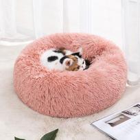 Pliušinė apvali katės lova, minkštas šuns lovos kilimėlis, miegmaišis, gultas, katės namelis, sofa, krepšys mažam, vidutiniam, dideliam šuniui 40cm giliai rausva spalva