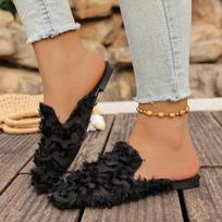 Fashion 2025 New Women Slippers Square Toe Designer Outdoor Slippers Lightweight Slingback Sandals Summer Flat Mules Shoes Slides Women 35 juoda
