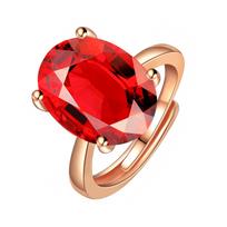 2026 Temperament Sri Lanka Garnet Plated Rose Gold Color Treasure Red Ring Live Women's Fashion Personality Four-claw Ring Resizable