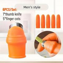 4 Set Farm vegetable quick picking finger protection cover with blade thumb cover, home kitchen garlic peeler and vegetable selector Men' Style-1 Set oranžinė