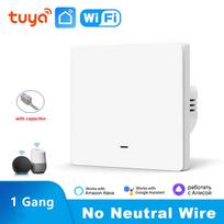 Tuya EU UK Smart WiFi Light Switch Push Button 1/2/3 Gang Light Wall Switches No Neutral Wire Smart Life Alexa Google Home Alice No Neutral Wire