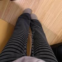 High-Waisted Casual Striped Slim-Fit Micro-Flare Pants for Women - Autumn/Winter Style L