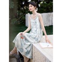 XWI Ink Dye Print A-Line Sling Midi Dress L