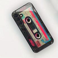 Vintage music tape pattern glass phone case suitable for Samsung Galaxy S26 S25 S24 S23 S22 S21 S20 FE Ultra Plus anti drop For Galaxy S10 juoda