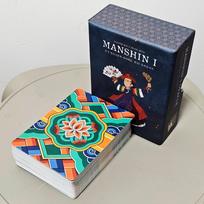 MANSHIN I: Tradicinė korėjiečių šamanizmo ir folkloro orakulo kortų kaladė, 10,5*7,5 cm, 83 kortos, dvipusės įspaudimo orakulo kortos standžioje dėžutėje įvairiaspalvis