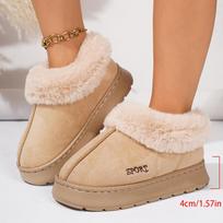 Women' Warm Fluffy Fur Ankle Boots Faux Suede Thicken Plush Cotton Padded Snow Boots Woman Thick Sole Platform Casual Boots 36-37 chaki