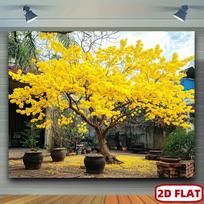 One vibrant Vietnamese apricot tree, with lush yellow spring flowers and blooming branches, is perfect for home decoration. (as the picture,180X110)