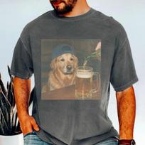 2026 Juokingi auksaspalviai retriveriai geriantys alų T-shirt vyrams Šunų memų grafinis T-shirt moterims vyrams Vintažinis nusidėvėjęs T-shirt Streetwear Atsitiktinis trumpomis rankovėmis viršus L