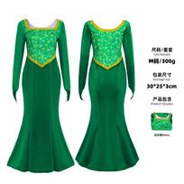 Princess Fiona Cos Dress Monster Shrek Green Velvet Dress Stage Party Cosplay Dress s (adult)