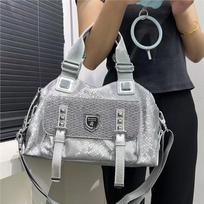 Ladies Elegant Diamond Tote Bag Large Capacity Gorgeous Shiny Splicing Shoulder Tote Bag Standard sidabras