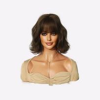 Trumpas garbanotas Bob Wig Water Wave su bukais kirpčiukais | Natūraliai atrodantis kasdienis vakarėlio perukas | Comfort Fit reguliuojamas dangtelis (Europos ir Amerikos stilius) 32cm 12inch šokoladinės rudos spalvos