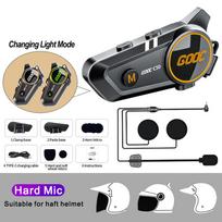 3D erdvinio garso motociklininko šalmas Bluetooth laisvų rankų įranga, IPX7 atsparumas vandeniui, LED žibintai, 1100mAh baterija 1-Pack, Hard Tube Mic juoda