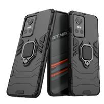 OPPO Realme GT Neo 2 3 Neo2 Neo3 galinis dangtelis telefono dėklas smūgiams atsparus šarvuotas apsauginis metalinis žiedo laikiklis magnetinis apsauginis Coque CHINA&Realme GT 5g juoda