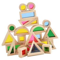 Montessori skaidrios formų kaladėlės mediniai žaislai vaivorykštės akrilo spalvos pažintinis sensorinis statybos žaidimas edukaciniai žaislai vaikams įvairiaspalvis