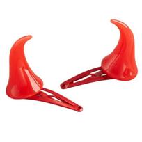 Party Dress Up Props Devil Horns Barrettes Hair Clip Devil Horns Hair Clip Halloween Cosplay Costume Headwear Accessory raudona