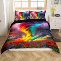 Tornado Duvet Cover Twin,Ocean Lighting Themed Comforter Cover,Natural Disasters Bedding Set,Soft Beach Coastal Decor Bed Set EU Single(135x200cm)