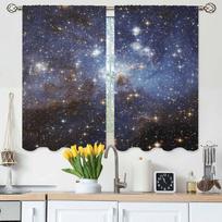 Galaxy Kitchen Curtains Nebula Star Meteor Universe Space Short Tier Curtains for Bathroom Cafe Small Window Drapes Treatment 2 100*130 Grommet Top 1pcs gray