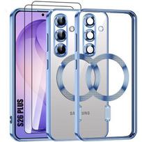 Coque pour Samsung Galaxy S26 Plus, Protection avec Cercle Magnétique - Bleu - 2 Verres Trempés mėlyna