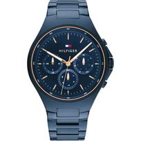 Tommy Hilfiger Vyriškas daugiafunkcis laikrodis Mėlynas ciferblatas Rožinio aukso akcentai 1792058 mėlyna