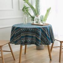 Bohemia Round Tablecloth Blue Geometric Print Dining Table Cover For Home Garden Tea Party Decor 70cm round map gray