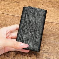 Men's Women's Leather Keycaps Layered Cowhide Multifunctional Coin Purse Access Control Portable Key Bag 7x2x12 juoda