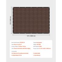 VEVOR 90% Šėlinis audinys 10x10/12/20 pėdų Pavėsinės uždangalas 140 GSM HDPE Stogelis Privatumo ekranas Lauko terasai Sodui Kiemei