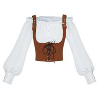 Vest, suede vest, fungus edge, one-word collar, long sleeves, Halloween cosplay costume XS