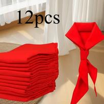 12Pcs Red Pioneer Bandana - Women'S Bandana, Suitable For Stage Costumes And Outdoor Activities, Breathable, Non-Elastic, Stylish Scarf, Hand 12Pcs