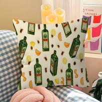Fashion Drinks J-Jagermeister Cushion Cover Polyester Sofa Cushions Decorative Throw Pillows Home Decoration Pillowcover Peach skin 18*18(CM)-1Pcs