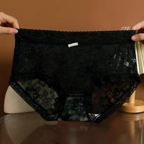 Prancūziški nėriniai Mergaičių Moteriški Apatiniai Kelnaitės Moterims Tinklelis Vasariniai Ploni Patogūs Kvėpuojantys Glaustinukai Apatiniai M juoda