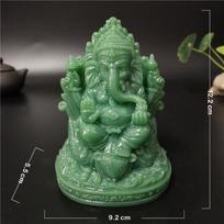 Ganešos Budos Statula Dramblys Hindu Dievo Skulptūros Figūrėlės Dervos Amatai Dirbtinio Jade Akmens Ornamentai Namų Sodo Dekoracija žalia